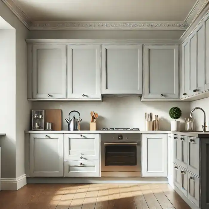 Modern kitchen with freshly painted cabinets and sleek decor