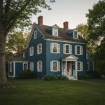 Historic colonial home in Hudson Ohio with new exterior paint and crisp white trim