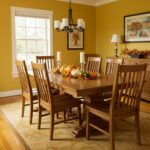 Dining room in Ohio with golden yellow fall paint color creating seasonal warmth