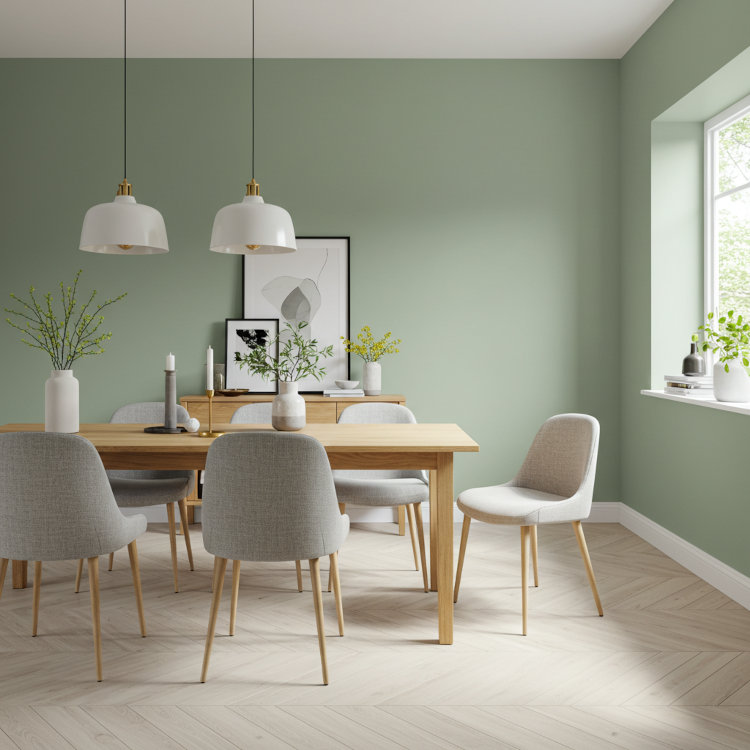 Modern Ohio dining room with freshly painted light gray walls
