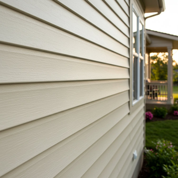 Painted vinyl siding with even finish reflecting sunlight on a professionally painted Ohio home exterior.